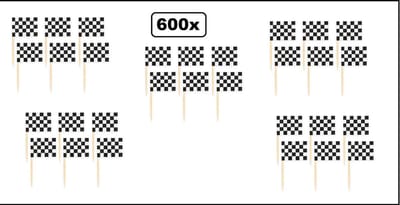 600x Cocktailprikker race zwart/wit geblokt - cocktail prikker Zandvoort Finish thema feest vlagprikker festival race formule 1 party prikkers Spa
