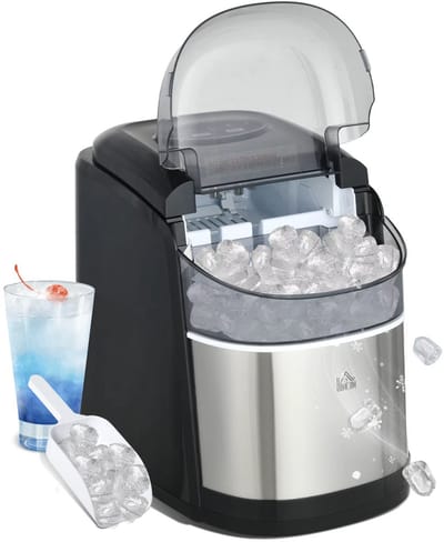 JOYNEXTBUY - Draagbare IJsblokjesmachine – Elektrische IJsmachine - 1,7L – IJsmandje & IJsschep – Thuis, Keuken, Kantoor & Bar