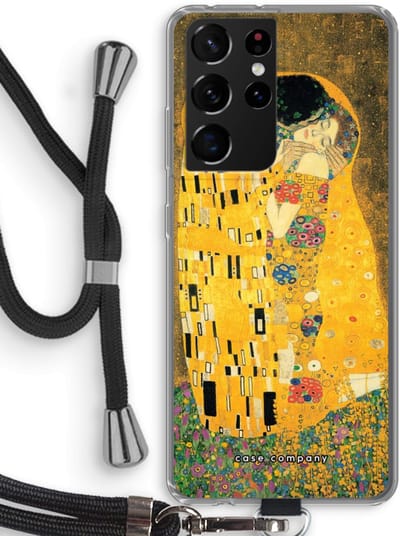 Case Company® - Hoesje met koord geschikt voor Samsung Galaxy S21 Ultra hoesje met Koord - Der Kuss - Telefoonhoesje met Zwart Koord - Bescherming aan alle Kanten en Over de Schermrand
