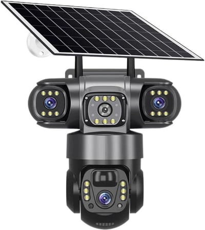 Beveiligingscamera Buiten - IP Camera WiFi - Woning Beveiligen - Drievoudige Lenzen - 6MP - Wit