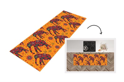 Keukenloper - Loper keuken - Olifant - Ornament - Bloemen - Patroon - 150x50 cm - Keukenloper vinyl