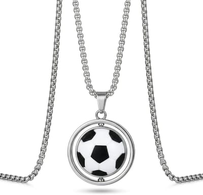 Voetbalhalsketting - Voetbalhanger - Sport Cadeau - Roestvrij Staal - 1932 g - Zilverkleurig