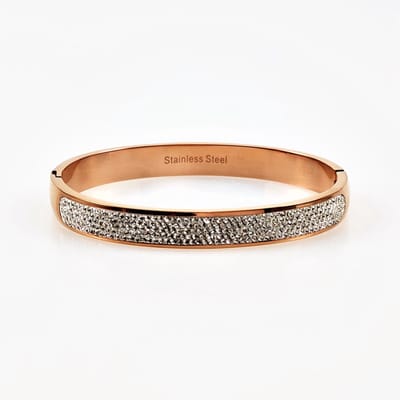 RVS Bangle met Strass Roségoudkleurige Kleur