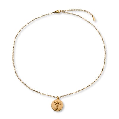 Marama - ketting Palm Tree Goud - stainless steel - gold plated - verstelbaar - palmboom bedel - nikkelvrij - elke gelegenheid