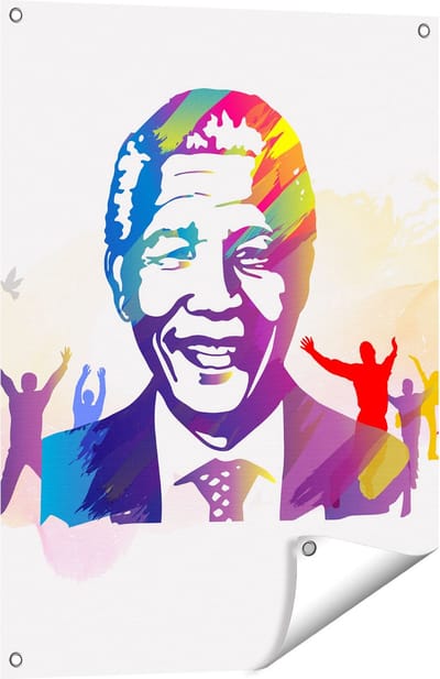 Gards Tuinposter Nelson Mandela - 60x80 cm - Tuindoek - Tuindecoratie - Wanddecoratie buiten - Tuinschilderij