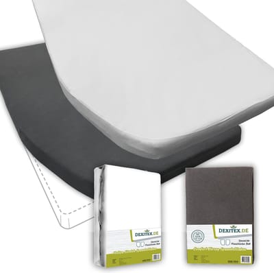 Dexitex Textielpakket Frans bed - 1 hoeslaken en 1 molton - links Antraciet
