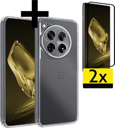 Hoesje - Met 2x Screenprotector - Geschikt voor OnePlus 12 - Sterk & Shockproof - Back Cover - Siliconen Case - Telefoon Hoes - Telefoonhoesjes - Transparant