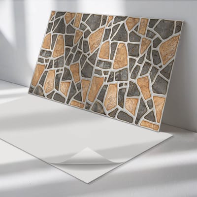 Wallfluent Vinyl Wandpaneel - Steenmozaïekpatroon Zelfklevende Wandbekleding - 100 cm x 50 cm - Bruin Vinyl Wandpaneel - 1 stuk - Rechthoekig Wandbekleding Vinyl - Texturen Wandpaneel - Wandpaneel PVC - Wandpaneel Keuken en Badkamer
