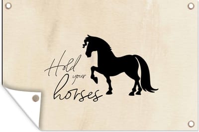 Muurdecoratie Quotes - Hold your horses - Paarden - Spreuken - 180x120 cm - Tuinposter - Tuindoek