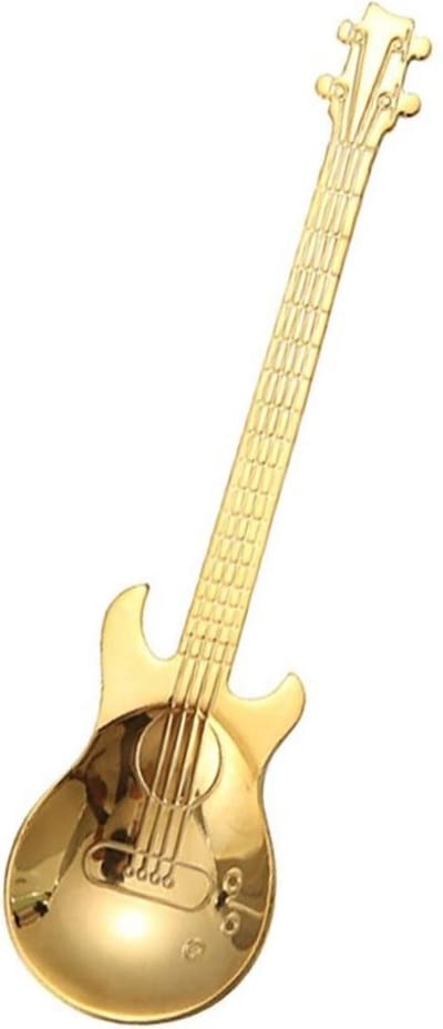1x Theelepel / Koffielepel Gitaar - Goud - 1 Stuk