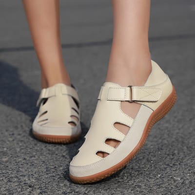Nieuwe Dames Zolen Retro Leren Sandalen Dames Casual Outdoor Platform Huis Holle Sandalen Mode Romeins Zachte Stijl Strand Sandalen 36 brown