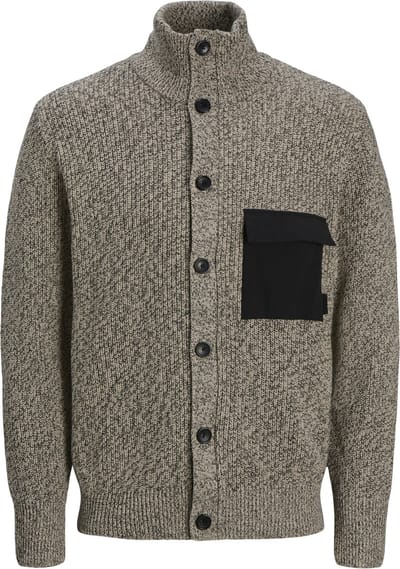 Jack & Jones Vest Jcomace Knit Cardigan Smu 12270984 Chateau Gray/w. Black Mannen Maat - S