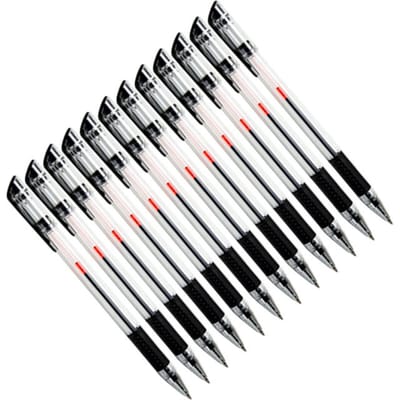 Stylo Gel Noir 0.5MM Écriture Douce Prise en Main Confortable Stylos Gel à Bille Roulante pour Bureau École
