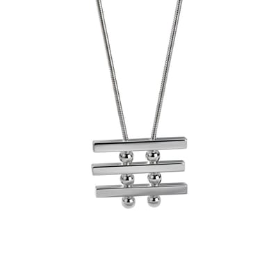 Mbrace Geometrische Hanger met Ketting - Zilveren Collier met Baren en Bolletjes - 925 Sterling Zilver - Damesketting - 42 cm