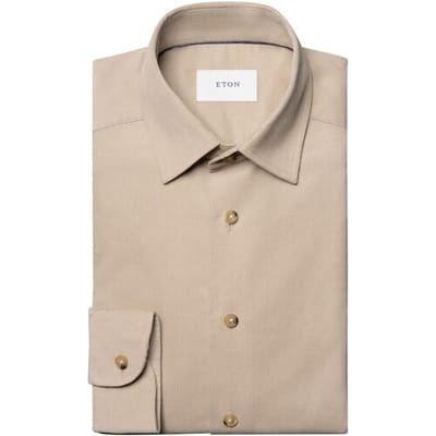Eton Overhemd Luxury Organic Cotton Corduroy Beige / male