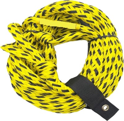 Watersport Touw - Sleepkabel Waterski - Waterskiën en Wakeboarden - Drijvend Ontwerp - 60 voet Lengte - Geel Zwart
