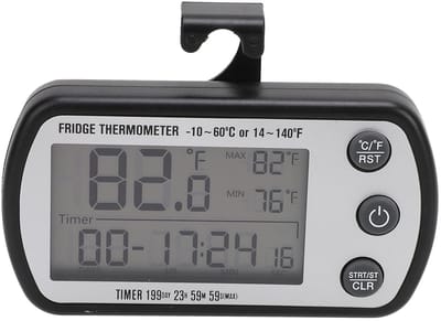Dailygoods- Koelkastthermometer Nauwkeurig - Digitale Koelkastthermometer - Groot LCD-scherm - Waterdicht - Ingebouwde Magneet - Temperatuurbereik -10-60℃ - Vriesthermometer