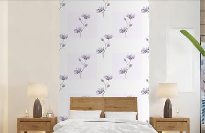 Behang - Fotobehang Bloemen - Paars - Lente - Patronen - Breedte 150 cm x hoogte 240 cm