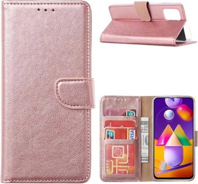 LuxeBass Hoesje geschikt voor Samsung Galaxy A42 - Bookcase Rose Goud - portemonnee hoesje - telefoonhoes - gsm hoes - telefoonhoesjes