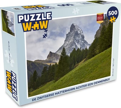 Puzzel De Zwitserse Matterhorn achter een dennenbos - Legpuzzel - Puzzel 500 stukjes
