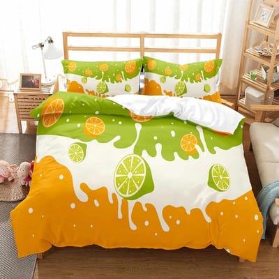 Citroen Dekbedovertrek Set Vers Fruit Patroon Dekbedovertrek Tweepersoons Eenpersoons Kingsize Voor Kinderen Tieners Volwassenen Beddengoed Set Dekbedovertrek EU Twin(135x200cm)