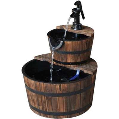 Fontaine en cascade - MUVOE - 2 niveaux - Bois sapin massif - Pompe incluse - 44,5x44,5x58,5 cm