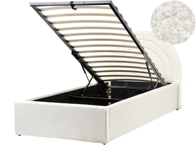 ANET - Bed met opbergruimte - Gebroken wit - 90 x 200 cm - Bouclé