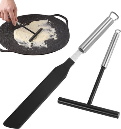 Pannenverdeler en Spatel Set voor Pannenkoeken en Crêpes - Duurzaam Roestvrij Staal en Siliconen