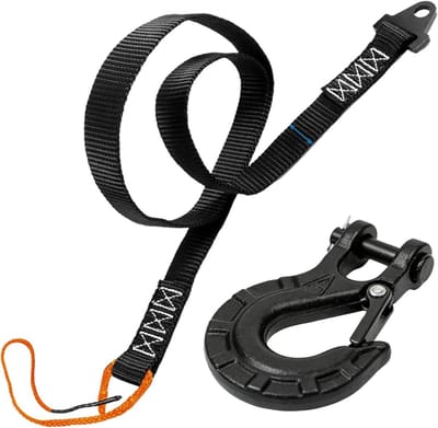 Trekband Met Haak - Lier Touw - Voertuig Berging - Roestbestendige Haken - 162 cm - Zwart