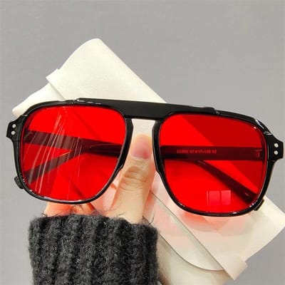 Mode Dubbele Straal Zonnebril UV400 Vintage Buiten Reizen Rijbril voor Mannen Vrouwen as pic white