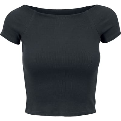 Urban Classics Off Shoulder Rib Tee Dames T-shirt - zwart - M
