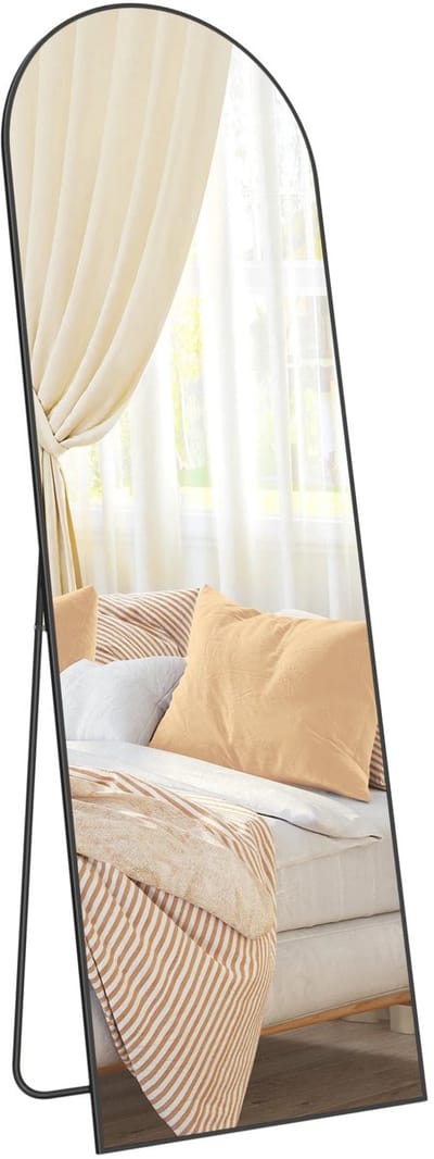 Stervia Spiegel - Grondspiegel - Verticale Spiegel - Spiegel Met Standaard - Zwart Frame - 160 x 50 cm