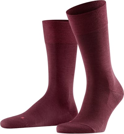 FALKE Sensitive Berlin met comfort tailleband wol katoen sokken heren rood - maat 43-46