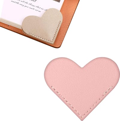 Minimalistische PU Leren Boekenlegger - Roze - Hartvormig – Bladwijzer – Boekenleggers – Bookmark – Kinderen – Boek – Boeken Legger – Papier – PU Leer – Boekenkast - Lezen