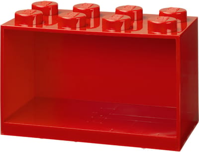 LEGO Iconic Brick Boekenplank - 8 Noppen - Rood