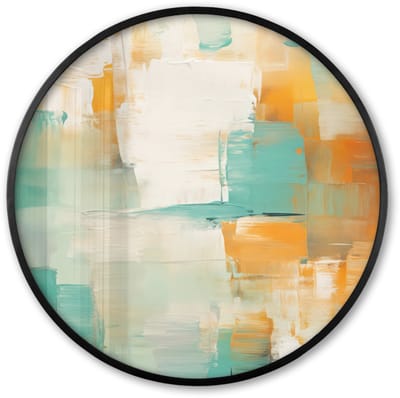 Poster in lijst Rond - Fotolijst 60x60 cm - Posters - Kunst - Abstract - Blauw - Wit - Ronde posterlijst zwart - Decoratie - Wanddecoratie woonkamer - Muurdecoratie slaapkamer