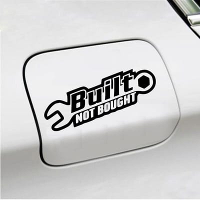 Bumpersticker - Built Not Bought - 8 X 20 - Zwart