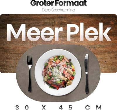 Phreeze Placemat Ovaal - 12 Stuks - Dubbelzijdige Placemats - Kunststof - Lichtgrijs & Blauw