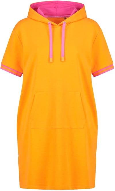 Laurasøn - Dames - Strandsweatshirtjurk 1/2 mouw capuchon OEKO-TEX - Fel oranje - Maat 44+