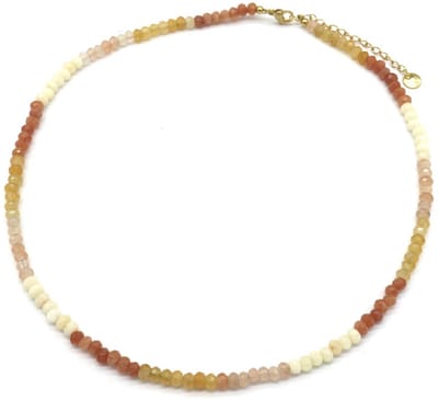 Ketting met Steentjes - RVS - Lengte 39-45 cm - Bruin