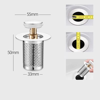 WiseGoods Premium RVS Click Afvoerplug Zilver - Gootsteen Pop-Up - Afvoerpluggen - Wastafel / Keuken & Badkamer Accessoires - 33mm