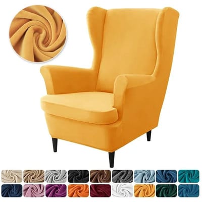 1 pièce Housse de Fauteuil à Oreilles Extensible Housse de Fauteuil à Oreilles en Velours Élastique Anti-salissure Housse de Canapé Simple Relax avec Housse de Coussin d'Assise