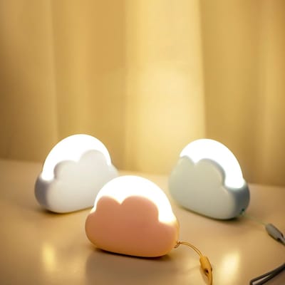 Wolken nachtlampje, 2 stuks roze bedlamp voor kinderslaapkamer, batterij baby kinderdagverblijflicht, draagbare camping tenten verlichting, 4 intensiteit verstelbaar, warm en wit licht, cadeau vrouwen