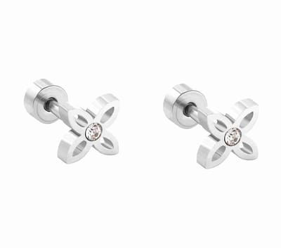 WeLoveSilver oorstekers - chirurgisch staal - bloemdesign - kristal