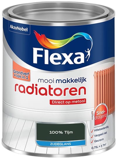 Flexa - Mooi Makkelijk Radiatoren Zijdeglans - 100% Tijm - Mengverf - 750 Ml