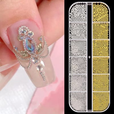 Dailygoods- Nail Art Steentjes Goud/Zilver - 3D Kaviaar Kralen - Metalen Kralen - Nagelbedels - Decoratie - Legering