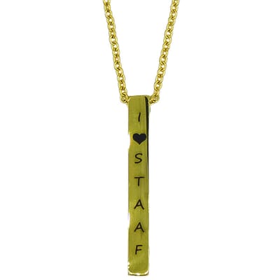 "I Love Staaf" Goudkleurige Lange Stalen Ketting met Staafje - Miresa