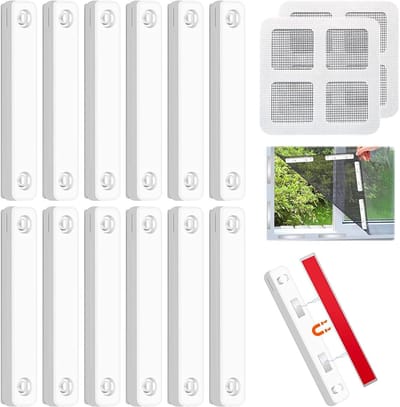 Magnetische strips 12 stuks Zelfklevende universele sterke magneet zelfklevende schermbevestigingsclips voor gordijnnetstof Geen perforatie nodig voor installatie Geschikt voor klamboe deurgordijn (wit)
