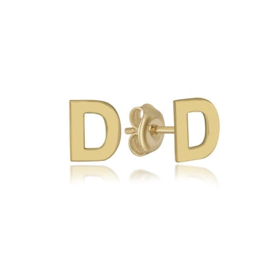 Letter D Gold Plated Initial Oorknoppen Zilveren (zilvergehalte 925 Sterling) (goudkleurig)