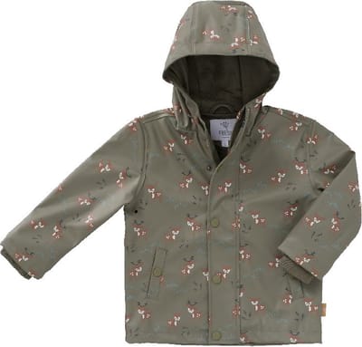 Fresk Regenjas voor Kinderen - 1 jaar - Ritssluiting - Reflectoren - Kinderjas met Capuchon - Waterdichte Jas - Ademend - Bionic Finish - Olijfgroen - Deer Olive
